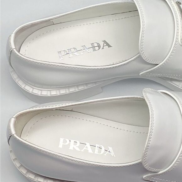 Prada Spazzolato Logo Platform Leather Loafers size 39.5 - Picture 8 of 14